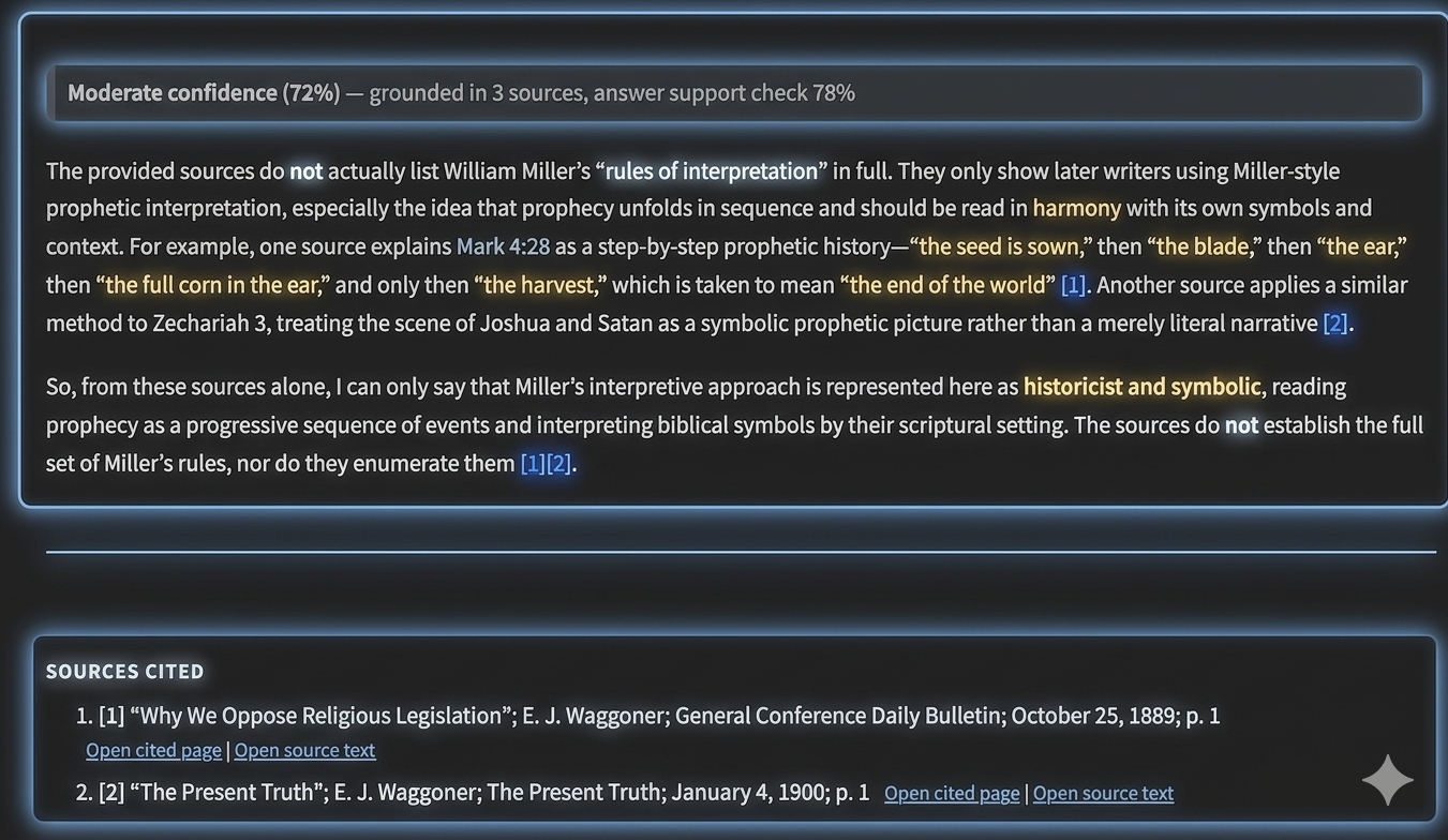 Research tab showing AI answer with numbered citations